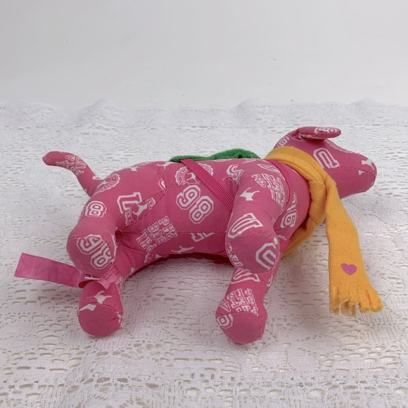 Victoria’s Secret Pink Plush Dog Pink green backpack University Greek Phi Beta - Picture 6 of 8